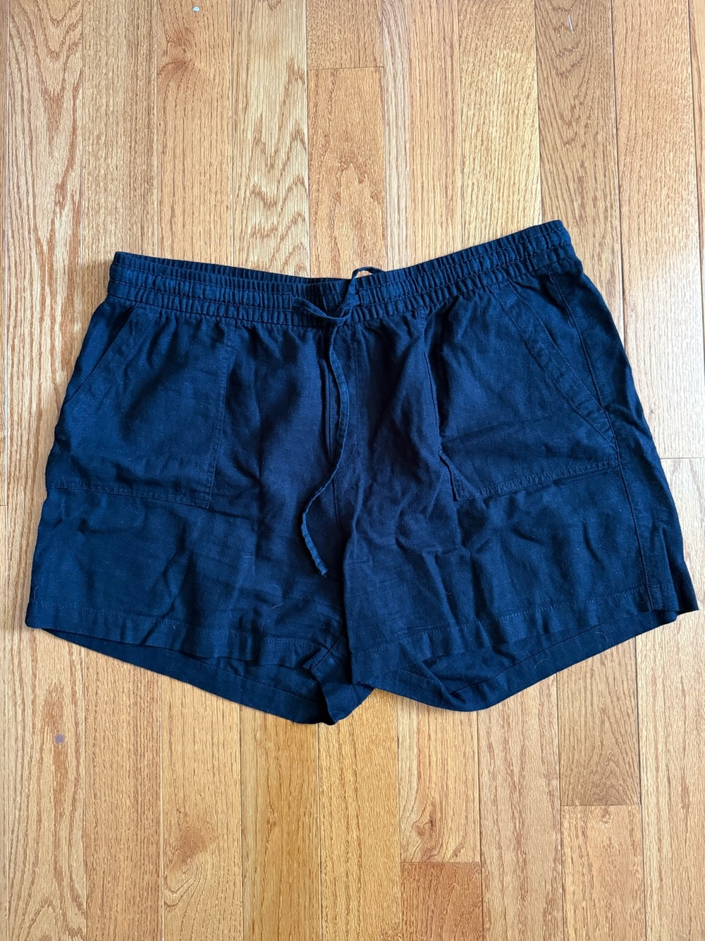 Old Navy Black Elastic Linen Blend Drawstring Shorts